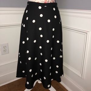Van Heusen Black with White Polka Dot midi skirt